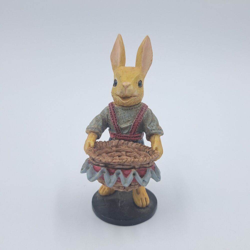 Dept 56 Bunny Rabbit Wearing Clothes With A Basket Resin Figurine